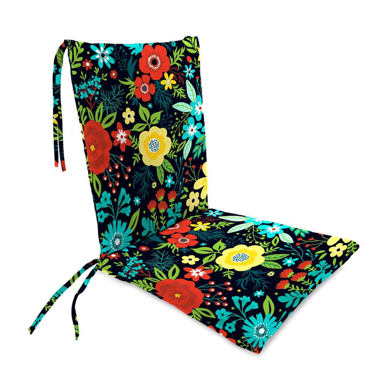 Plow & Hearth Black Floral Polyester Classic Indoor/Outdoor Rocking